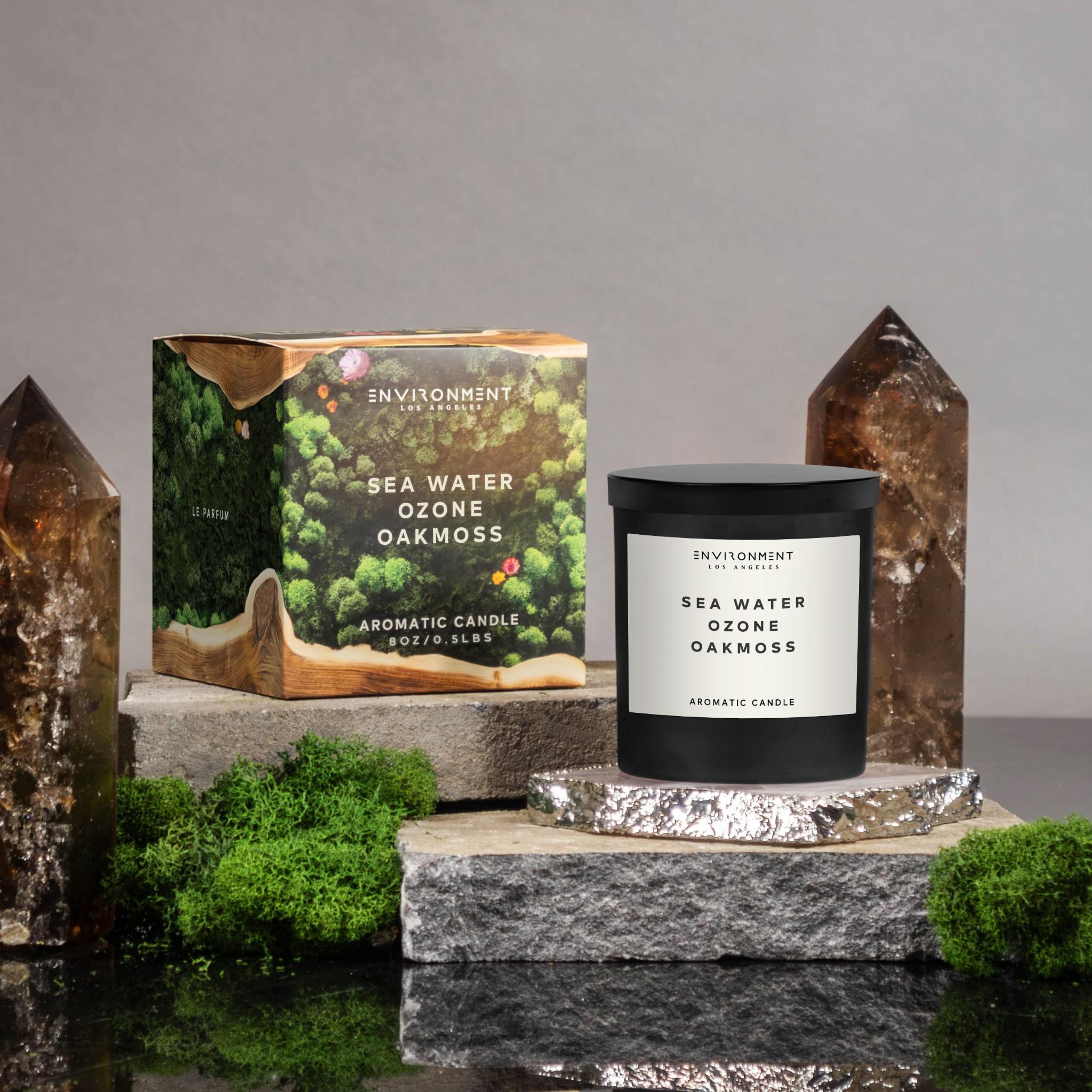 8oz Sea Water | Ozone | Oakmoss Candle with Lid and Box (Inspired by Davidoff Cool Water®)