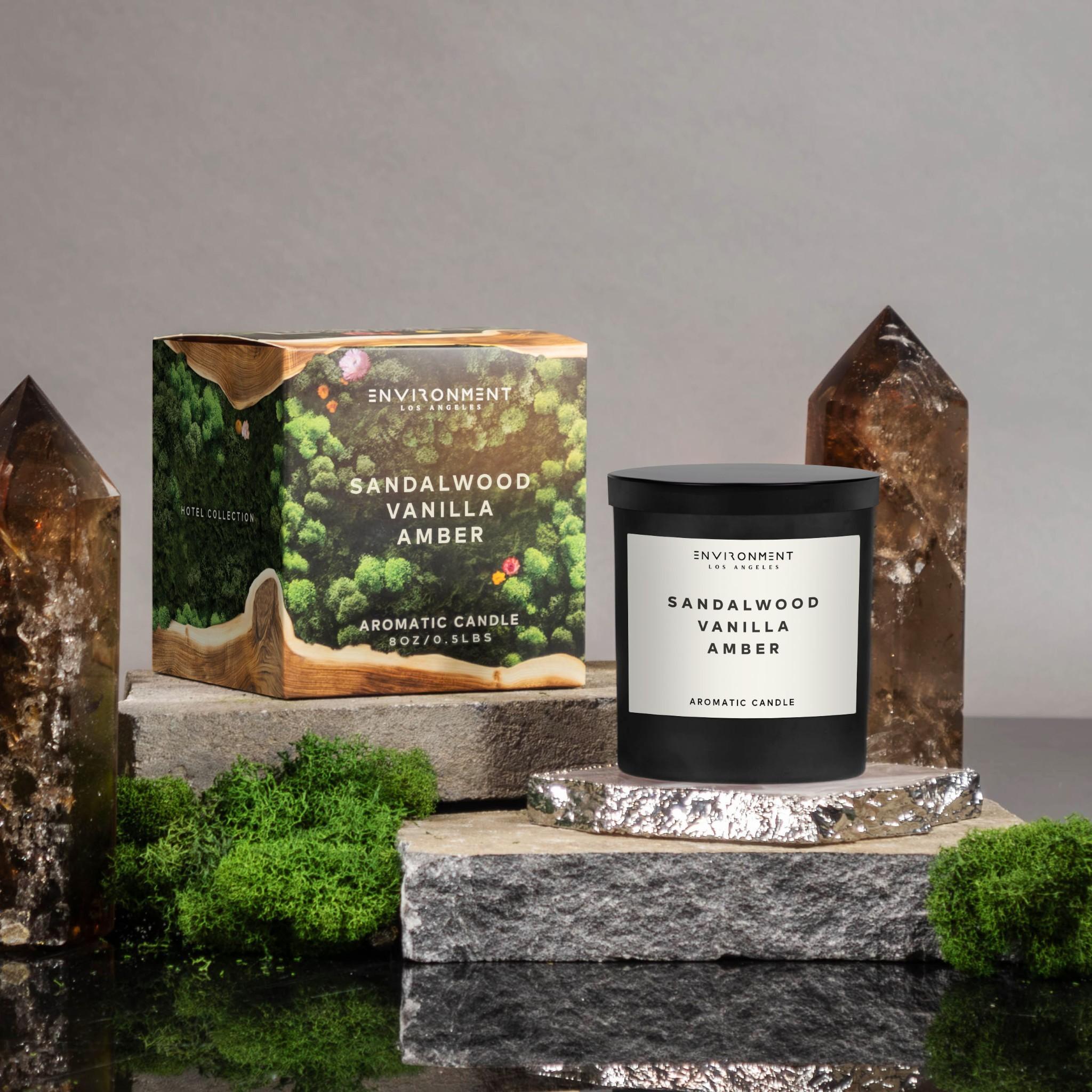 8oz Sandalwood | Vanilla | Amber Candle with Lid and Box (Inspired by Hotel Costes®)