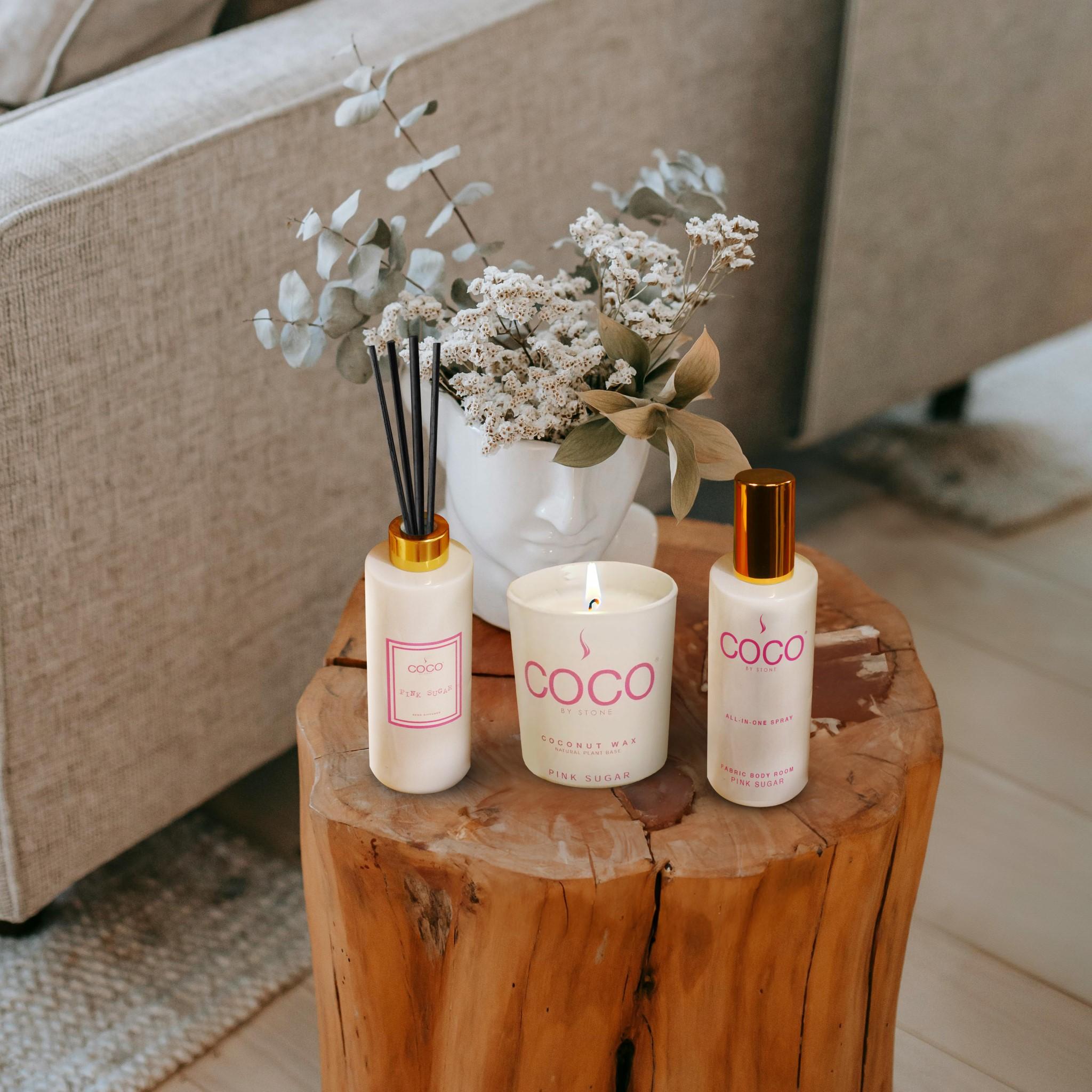COCObyStone-GiftPackCandleRoomSpray-Diffuser-PinkSugar-Square