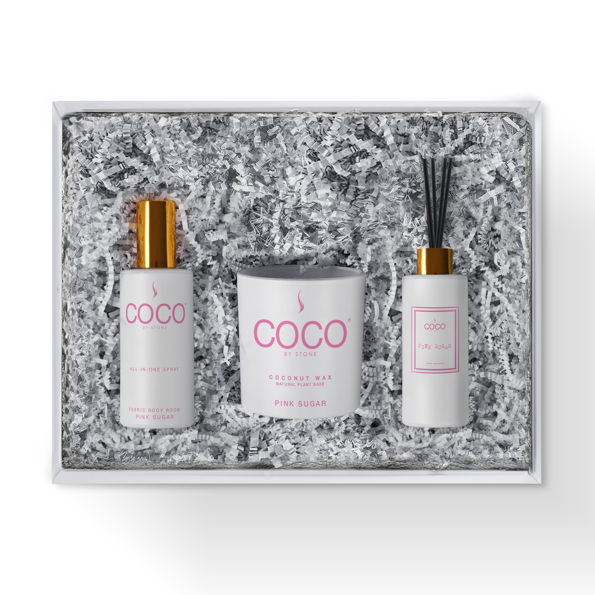 5oz Diffuser, 5oz Room Spray and 11oz Candle Gift Pack (Pink Sugar)