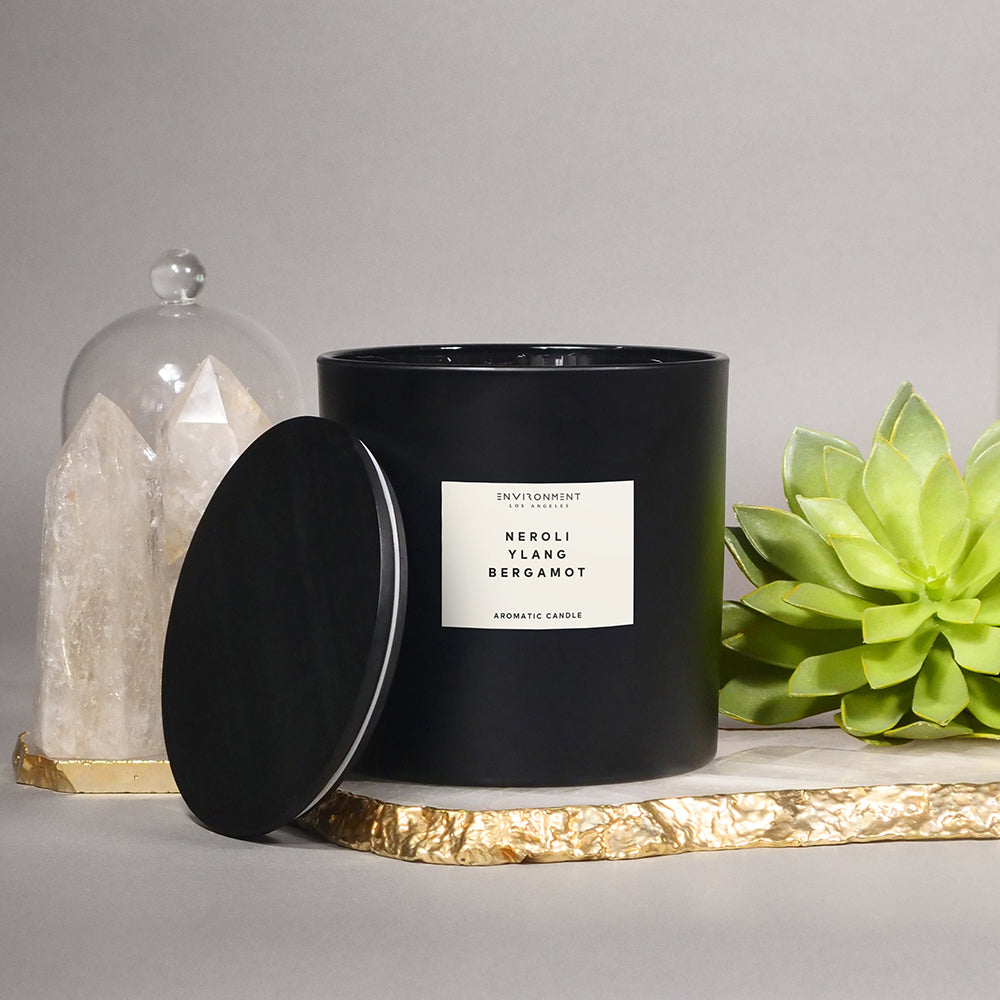 Designer-style candle set in a minimalist home decor scene