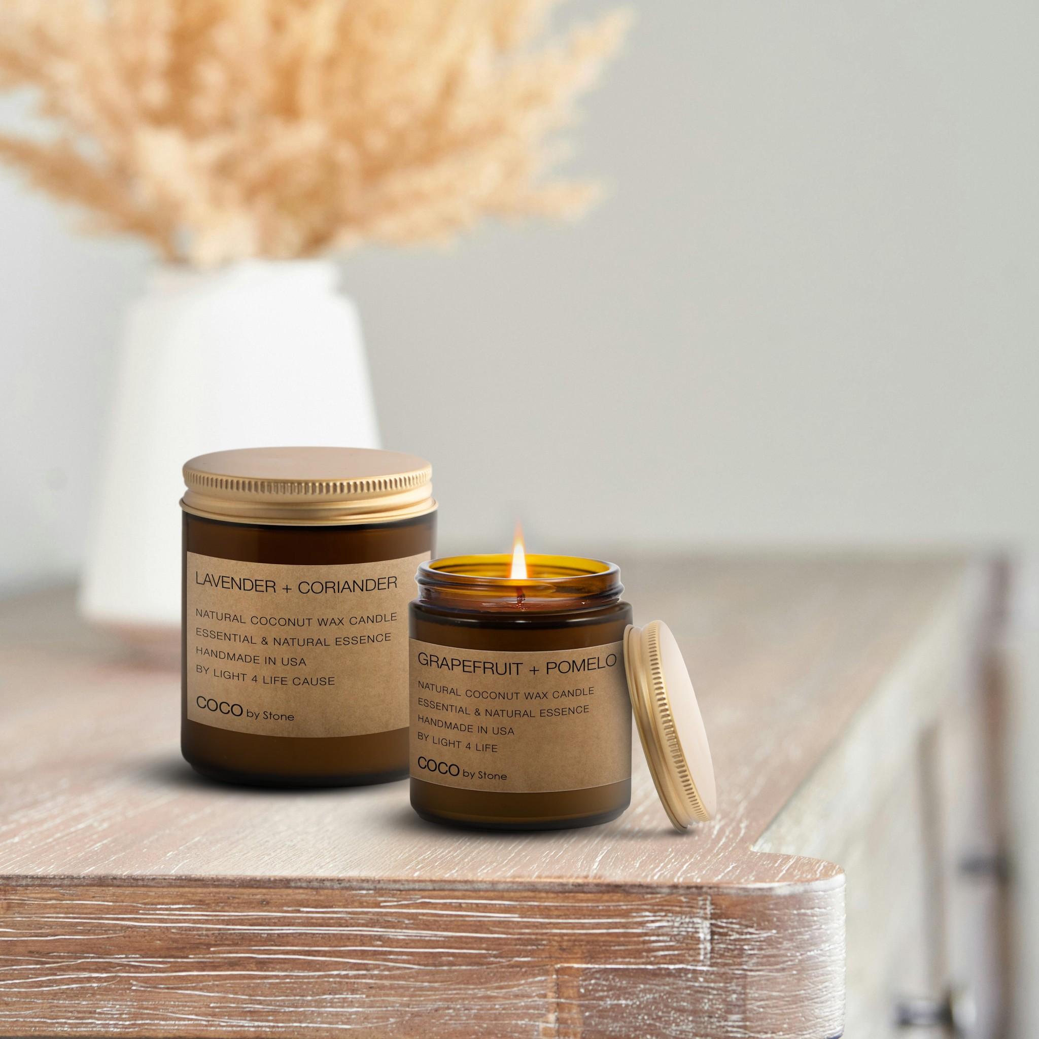 3.5oz Lavender + Coriander Natural Coconut Apricot Wax Candle