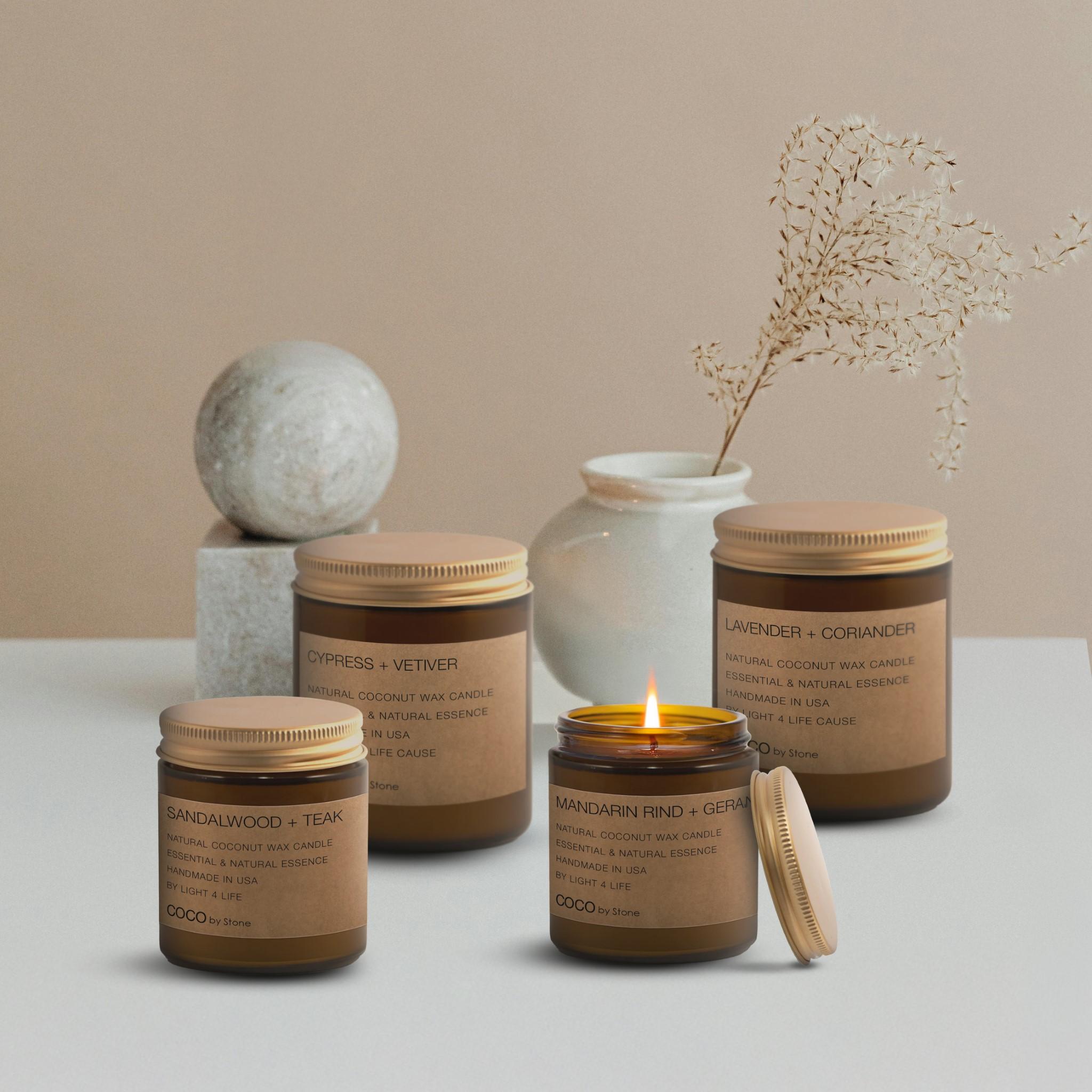 3.5oz Lavender + Coriander Natural Coconut Apricot Wax Candle