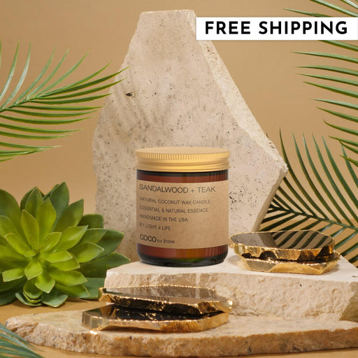 3.5oz Sandalwood + Teak Natural Coconut Apricot Wax Candle