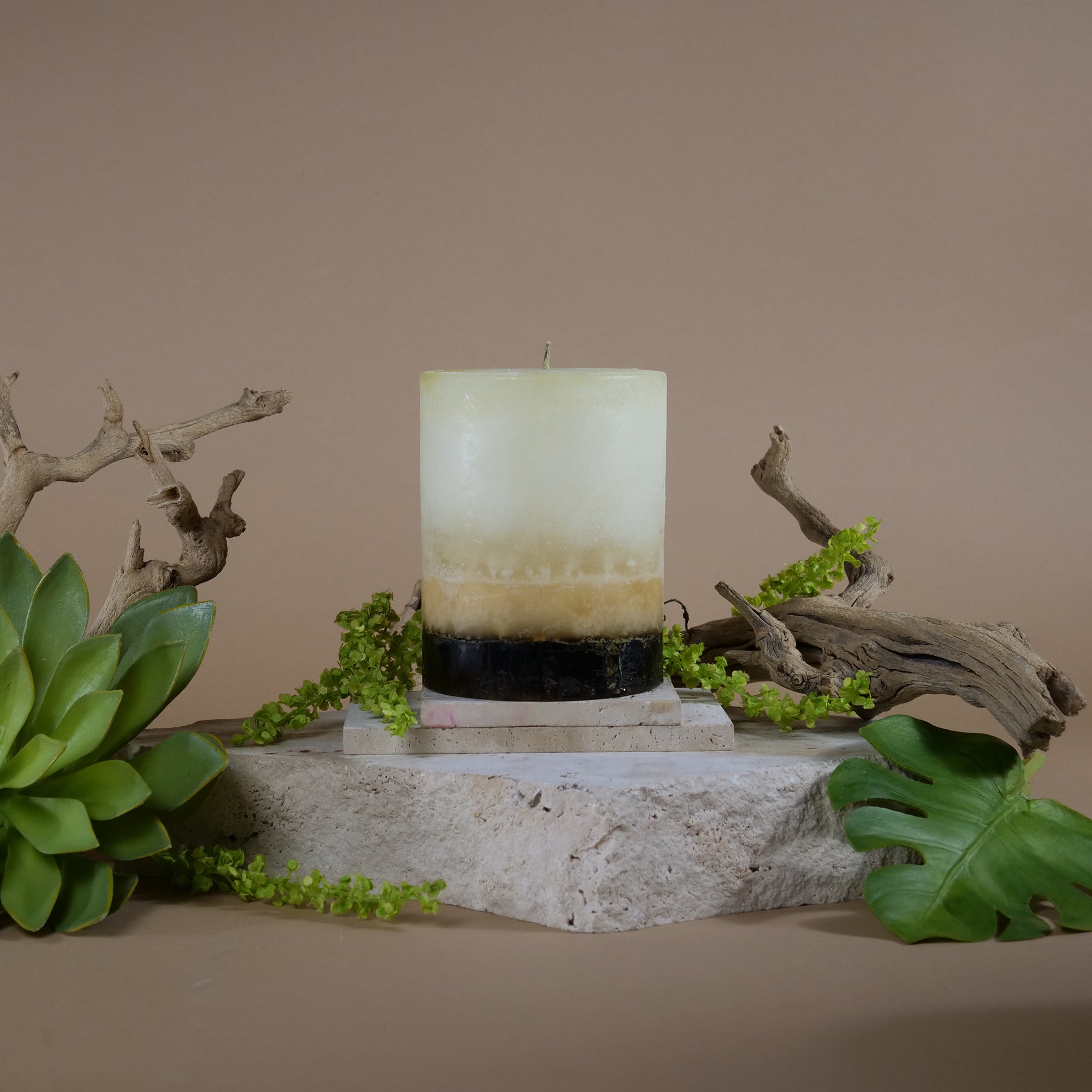 Green Tea Fig Pillar Candles