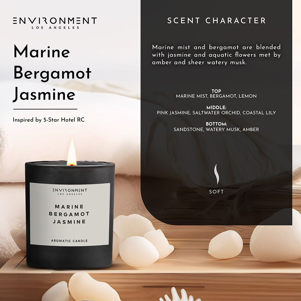 8oz Marine | Bergamot | Jasmine Candle with Lid and Box (Inspired by The Ritz Carlton Hotel®)