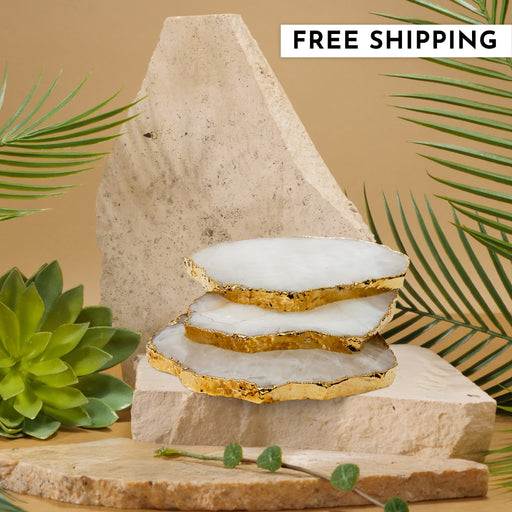 Clear Quartz Crystal Coaster (Gold sides)