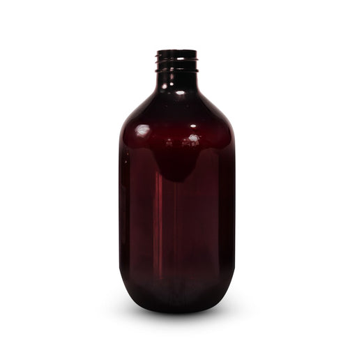 500ml (17oz) Amber European Plastic Bottle - 28-410 Neck Thread