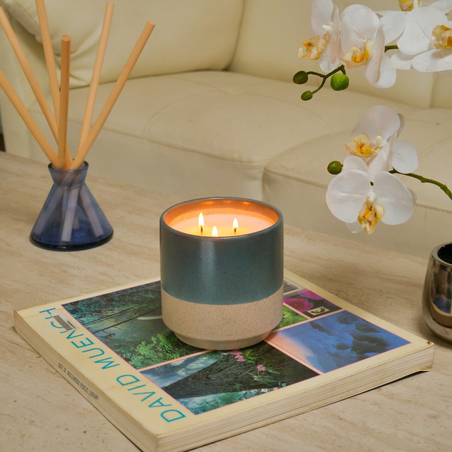 Miguel Blue & Cream Vessel Candle