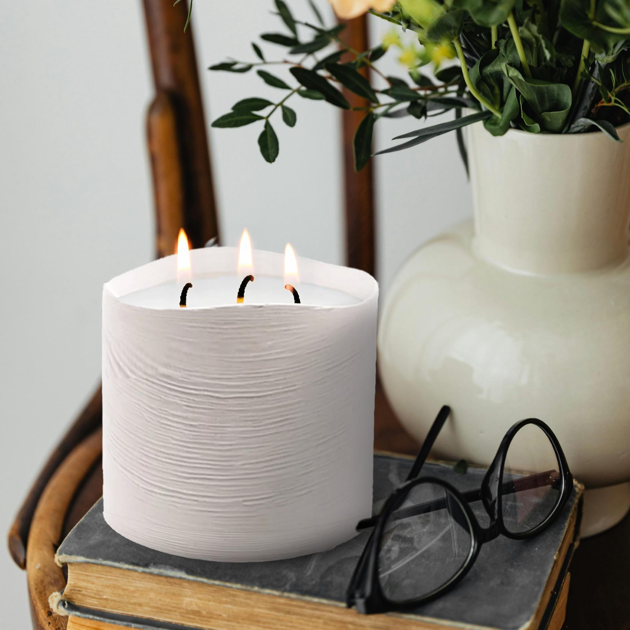 White Delphi Web Ceramic Candle