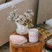 Stonecandles-PinkSugarCandle-RoseQuartzCrystalCoaster-Lifestyle-Group
