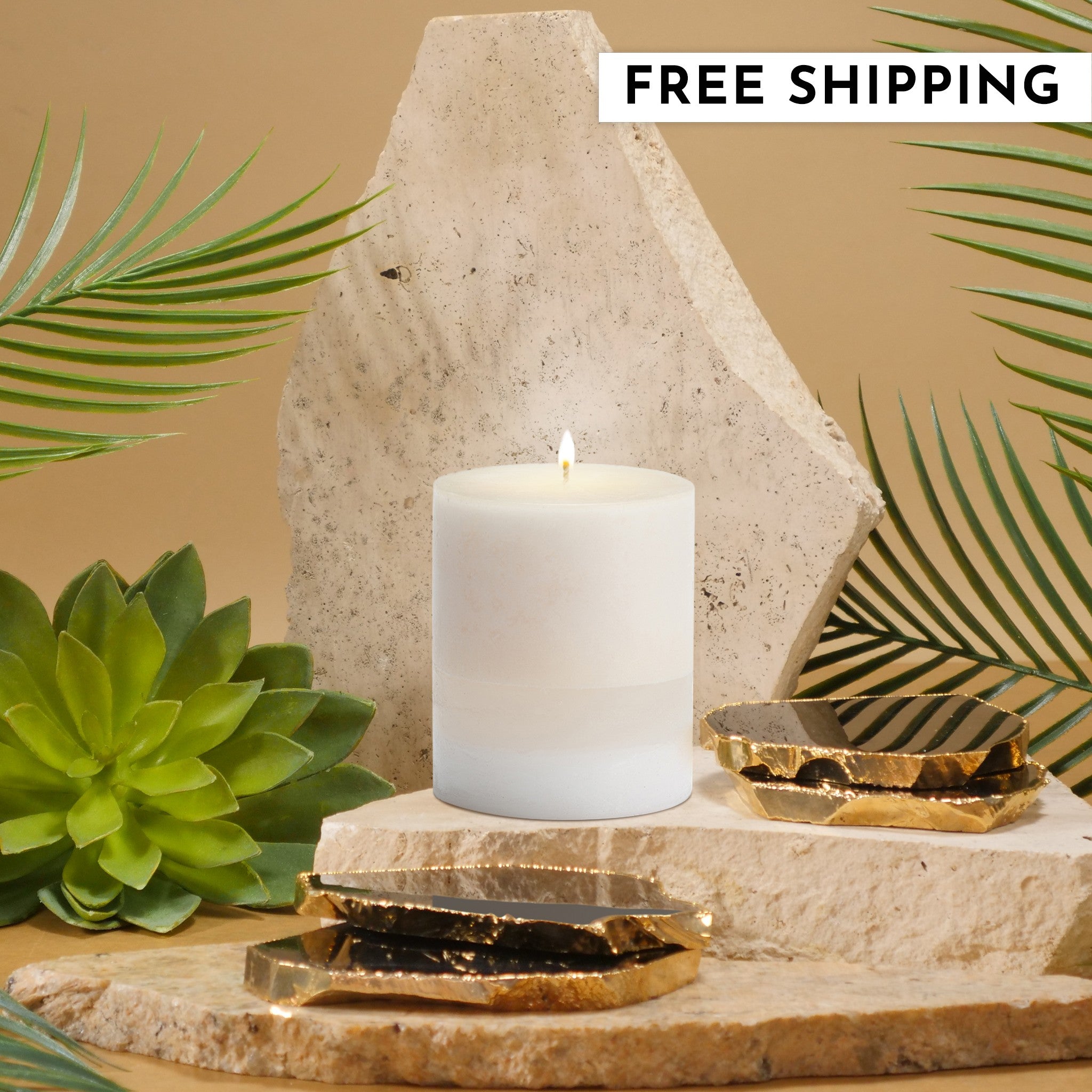 Stone Candles Scented Pillar Amber Rose #scent_Amber Rose