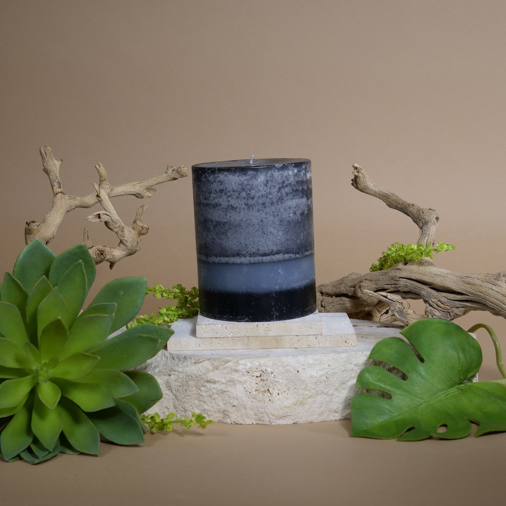 Black Bamboo Pillar Candles