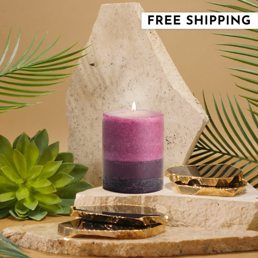 Stone Candles Scented Pillar Ginger Peach #scent_Ginger Peach
