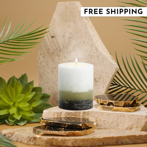 Stone Candles Scented Pillar Green Tea Fig #scent_Green Tea Fig