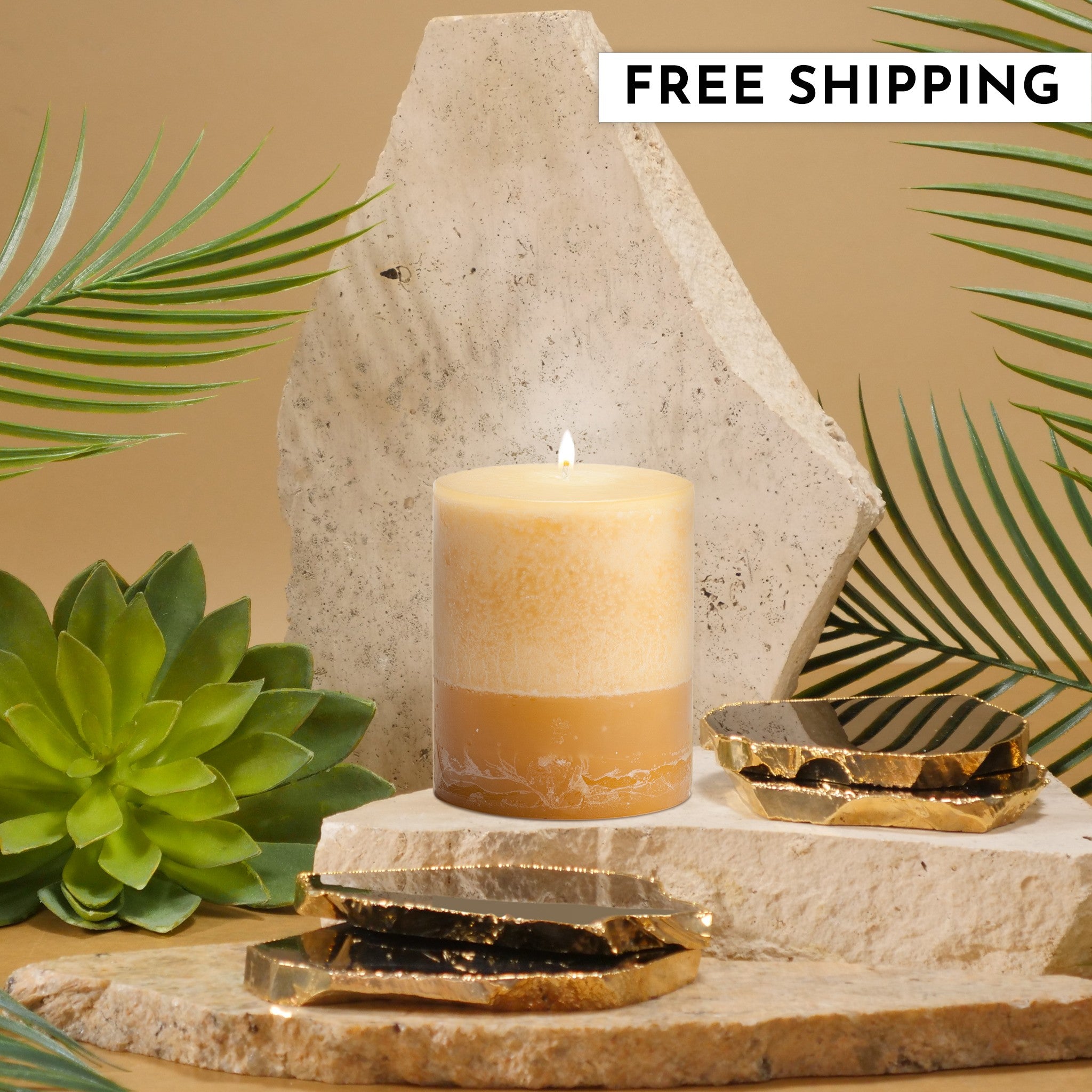 Stone Candles Scented Pillar Jasmine #scent_Jasmine