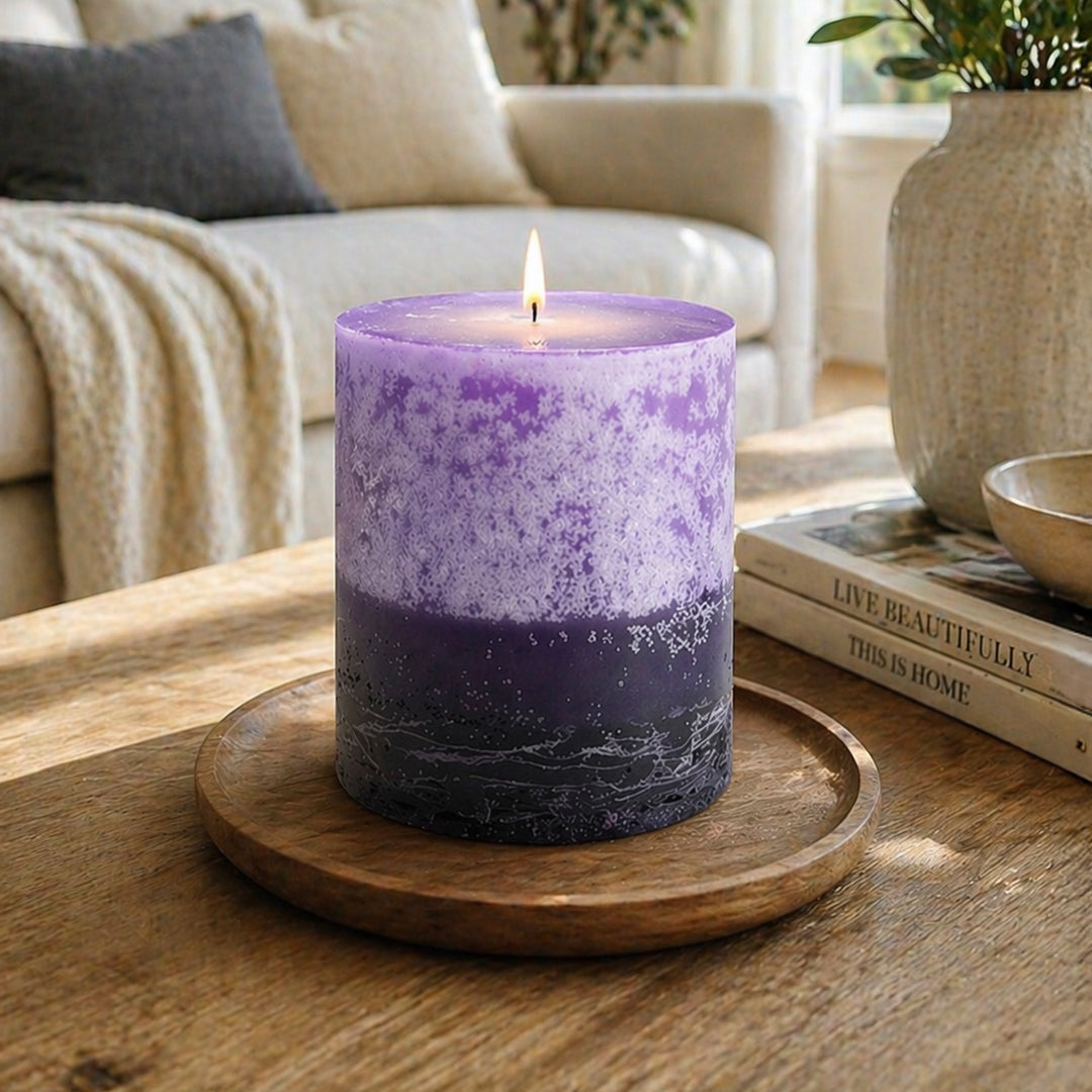 Stone Candles Scented Pillar Lavender #scent_Lavender