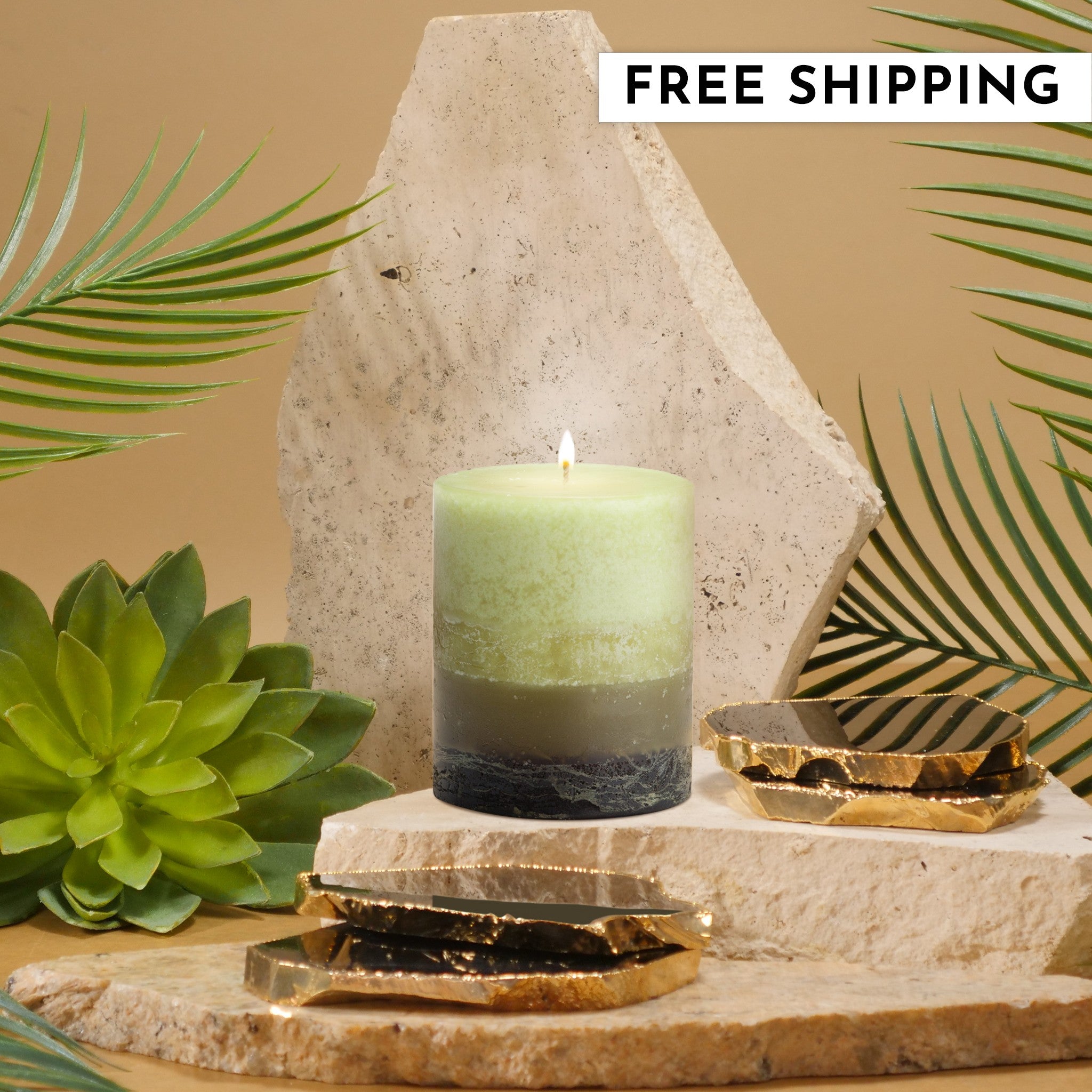 Stone Candles Scented Pillar Lotus #scent_Lotus