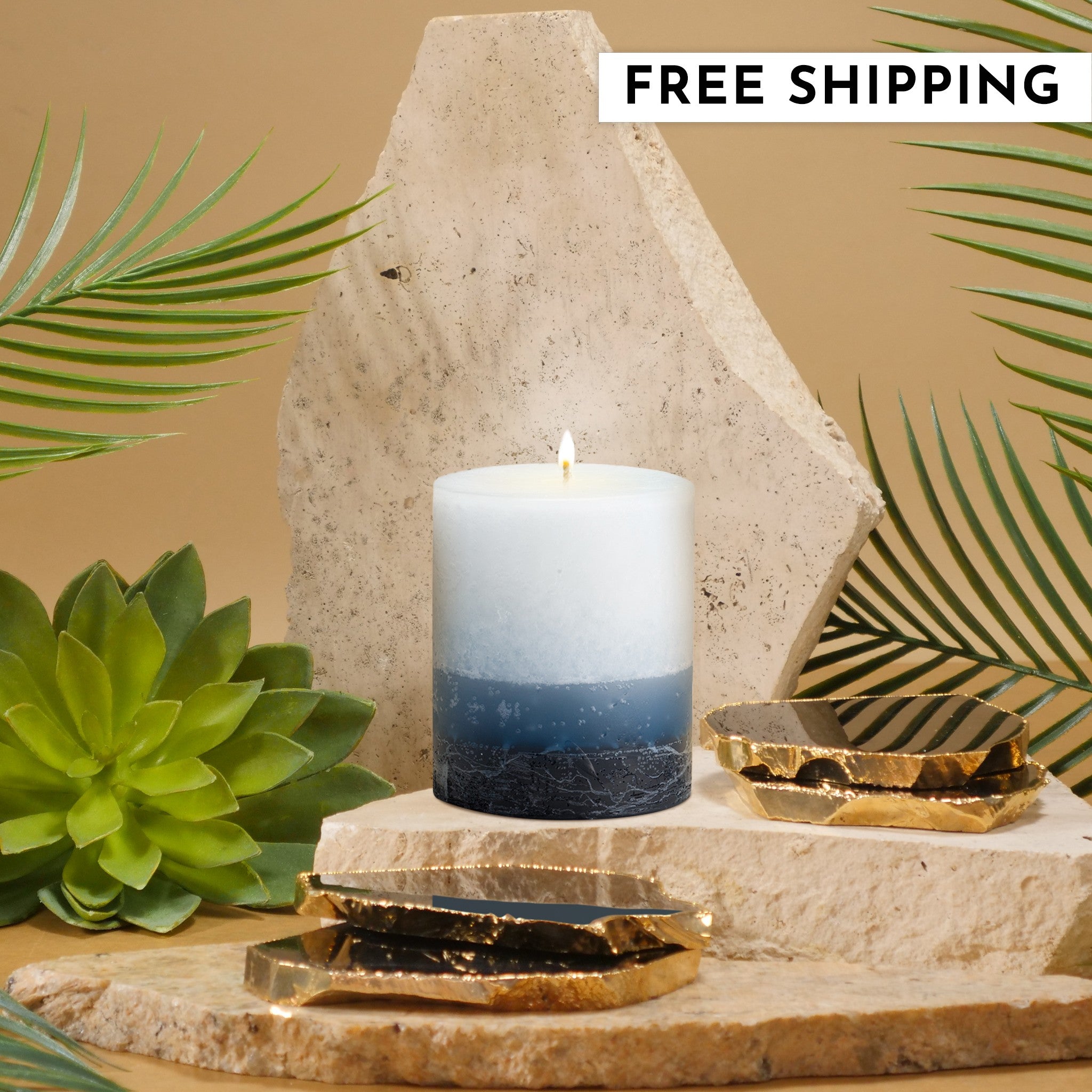 Stone Candles Scented Pillar Mer Du Corail #scent_Mer Du Corail