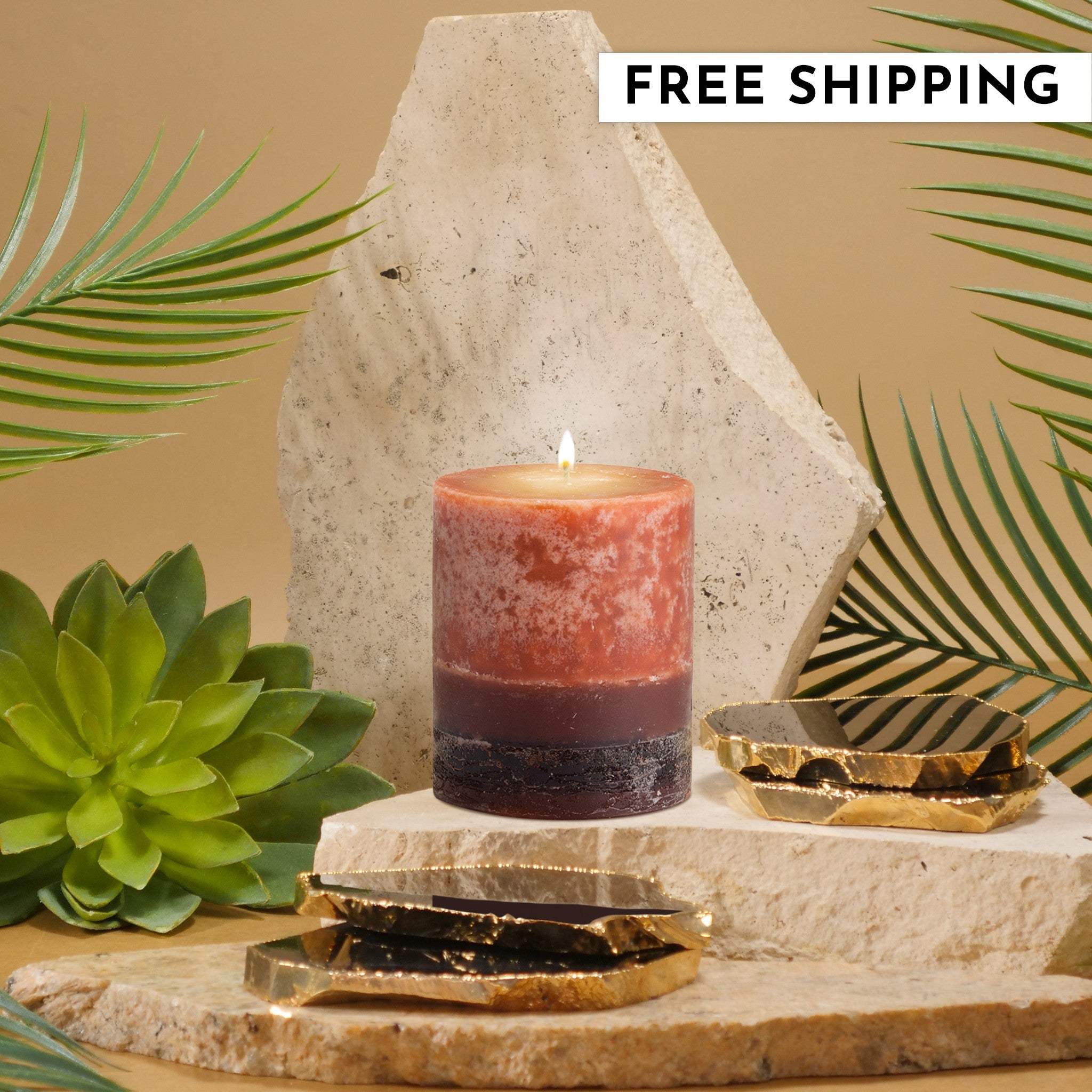 Stone Candles Scented Pillar Patchouli Sandalwood #scent_Patchouli Sandalwood