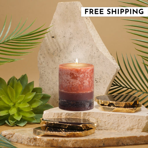 Stone Candles Scented Pillar Patchouli Sandalwood #scent_Patchouli Sandalwood