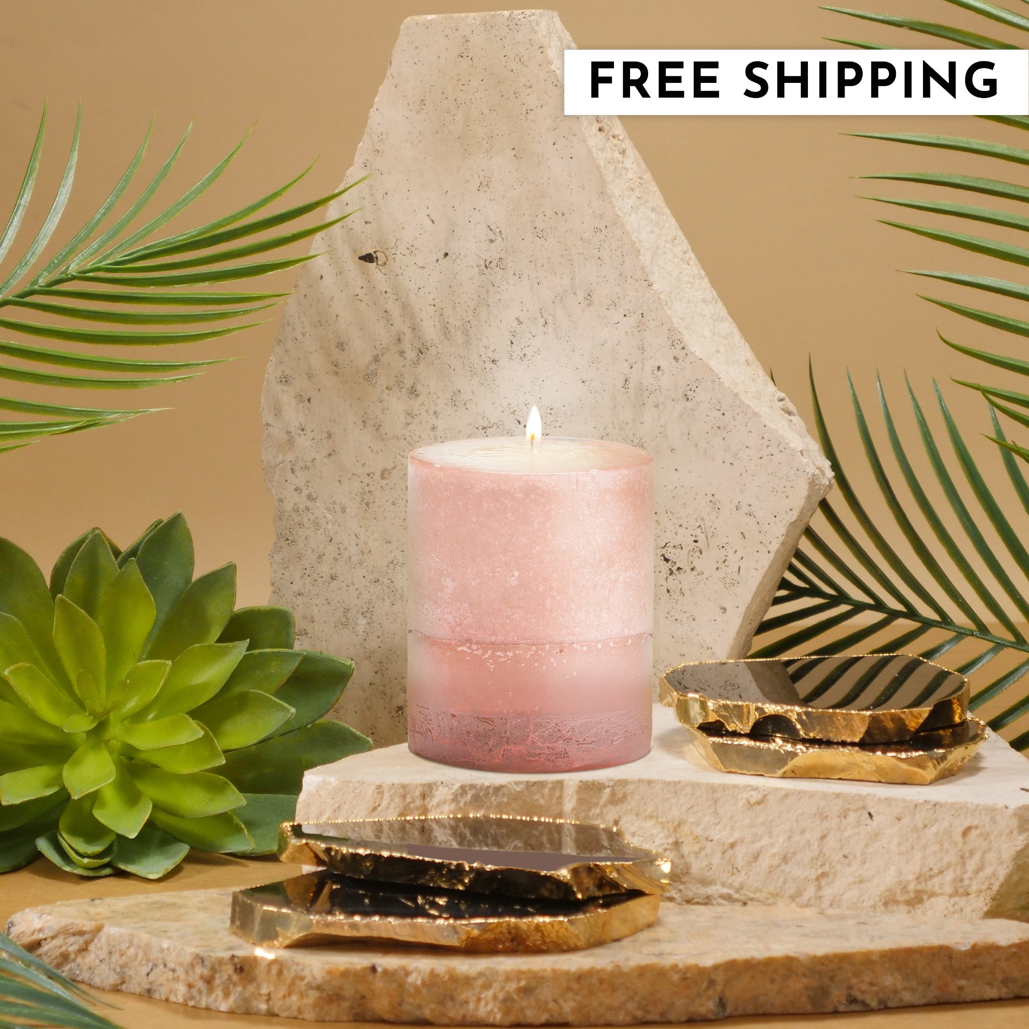 Stone Candles Scented Pillar Vanilla #scent_Vanilla