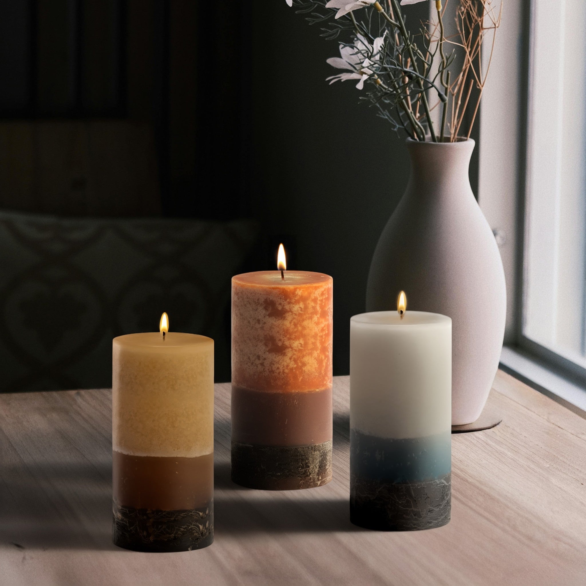 Stonecandles-Secented-Pillar-Candles-Group