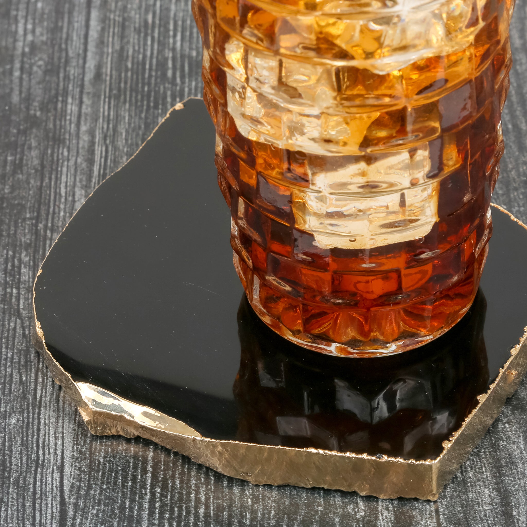 Black Obsidian Coaster (Gold sides)
