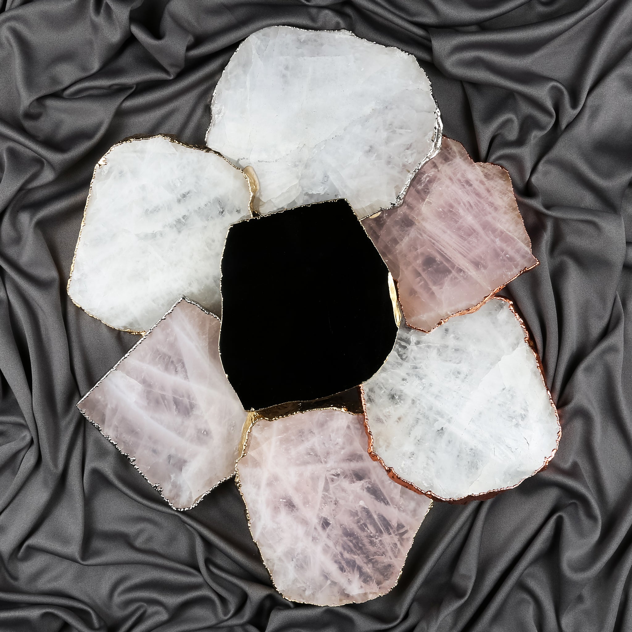 Clear Quartz Crystal Coaster (Gold sides)