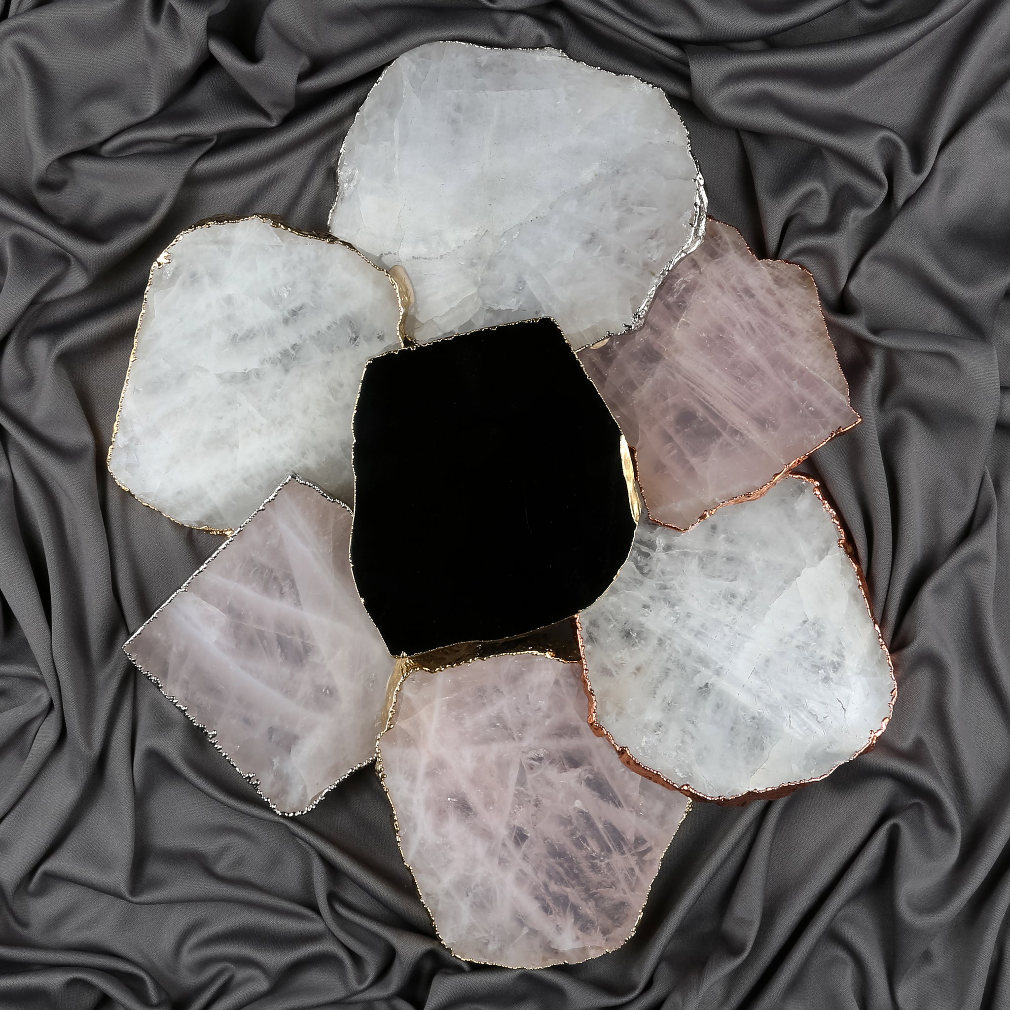Clear Quartz Crystal Coaster (Silver sides)
