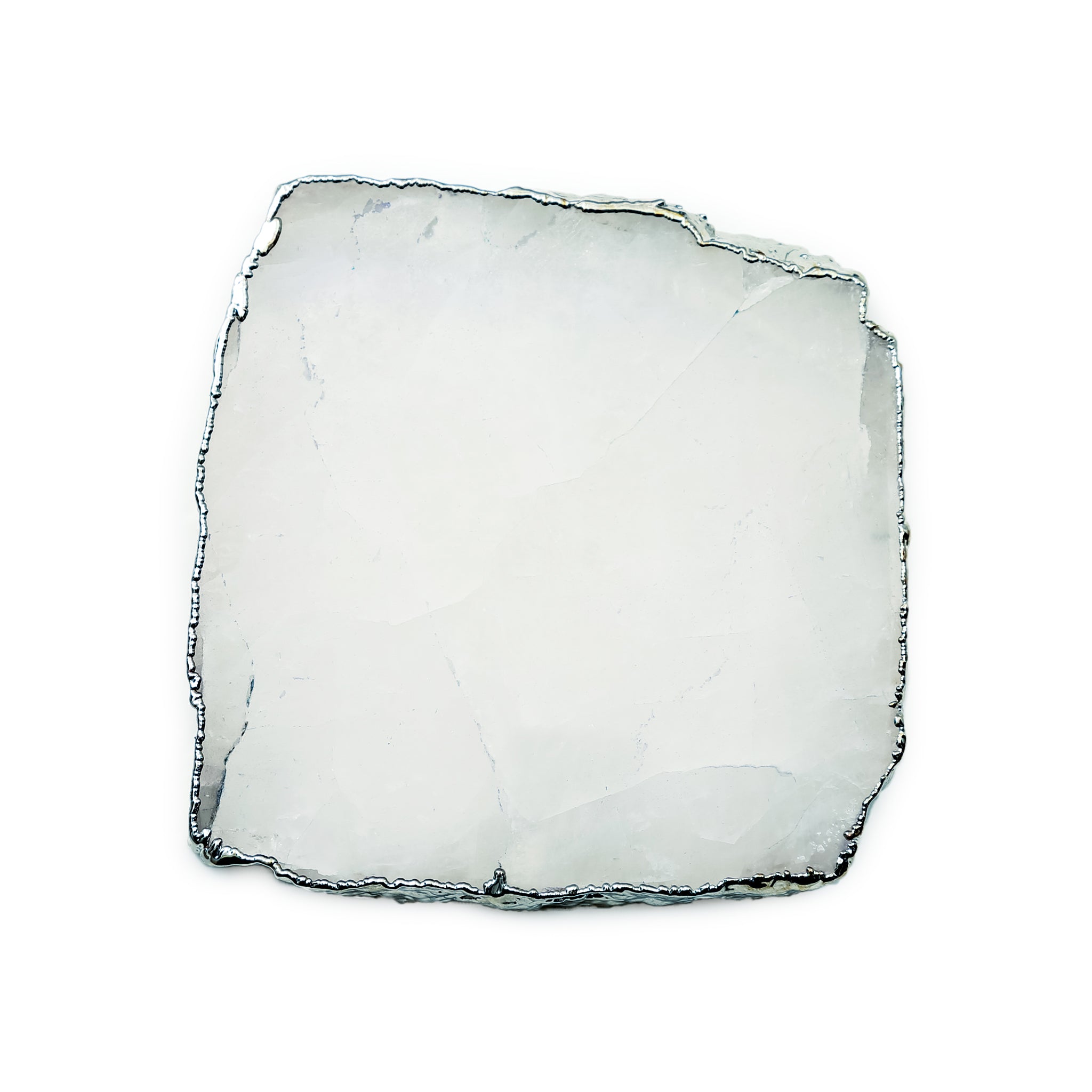 Clear Quartz Crystal Coaster (Silver sides)