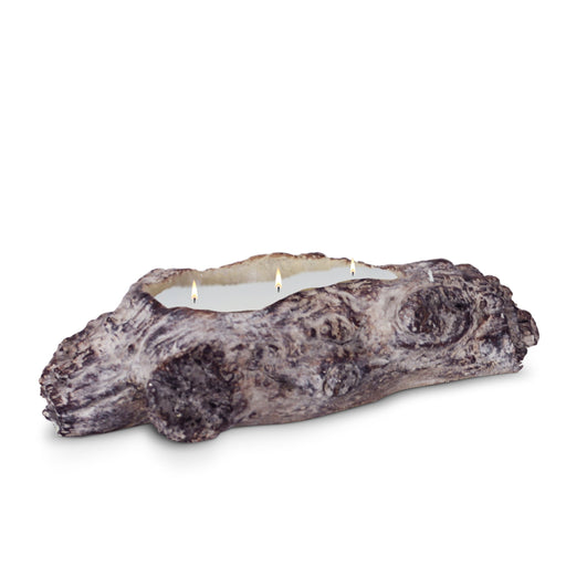 Stone Candles Cement in Wood Faux Bois Log Planter 11oz