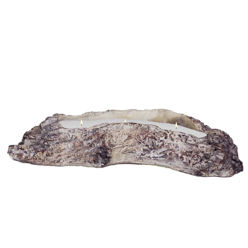 Stone Candles Cement in Wood Log 21oz