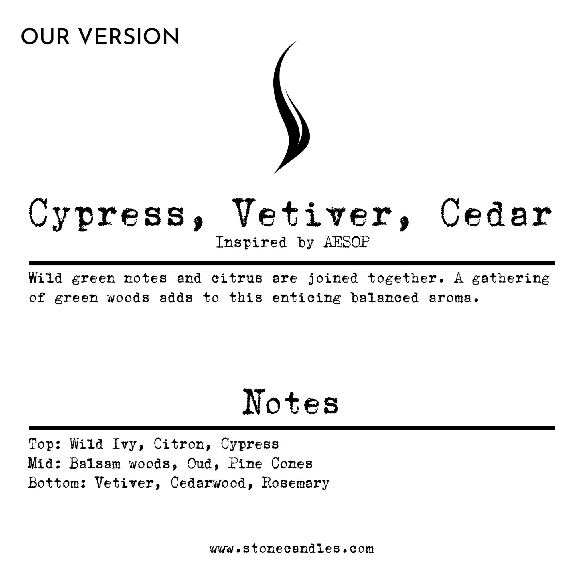 Cypress, Vetiver, Cedar (Our version) Sample Scent Strip