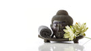 Stone Candles Statue Buddha Meditating